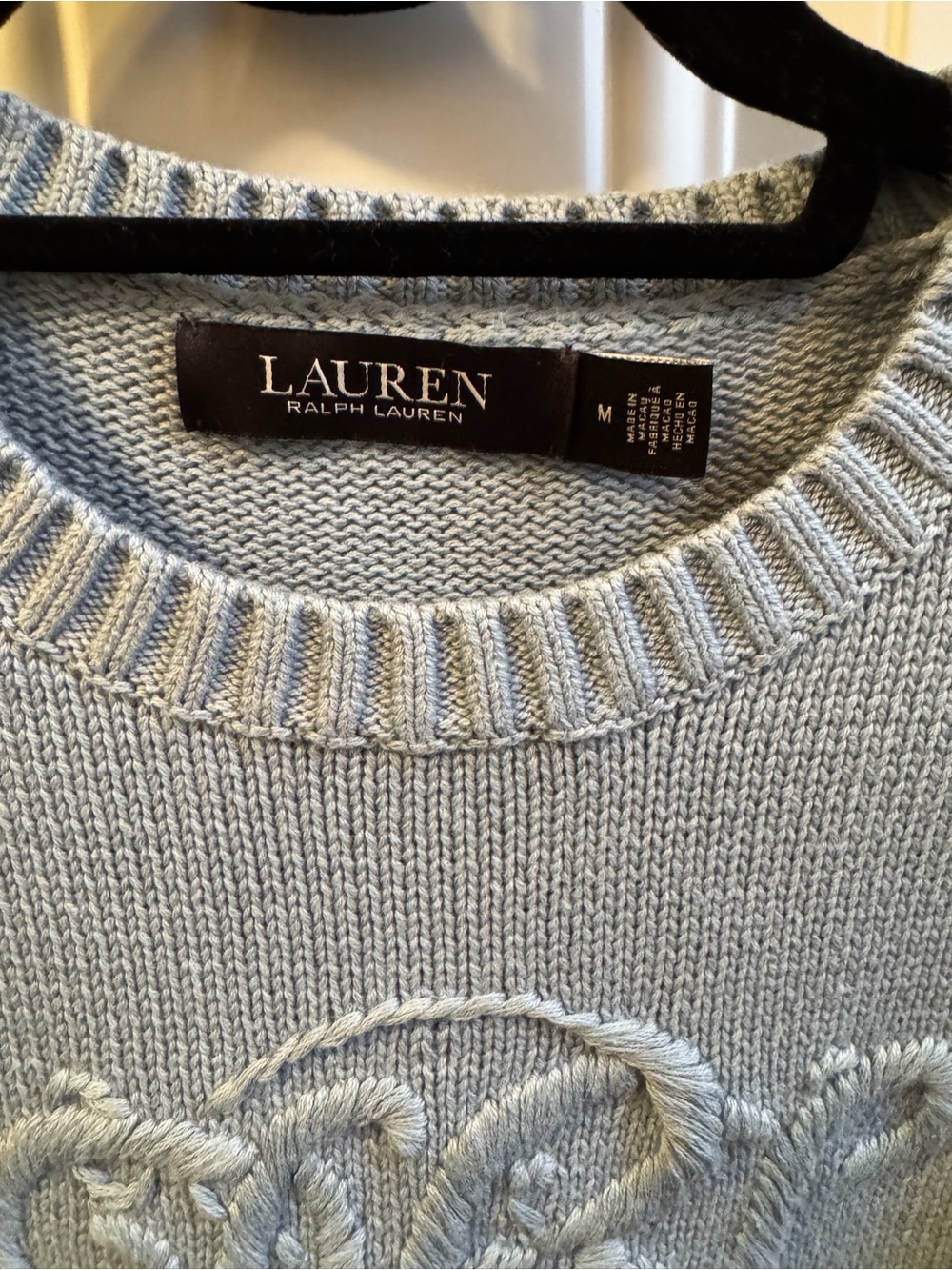 Ralph Lauren Light Blue Embroidered Crewneck Sweater - Picture 2 of 5